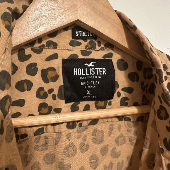 Vintage Hollister Cutout Tank Top Cheetah Print Size XL Epic Flex Button Down - Picture 2 of 6